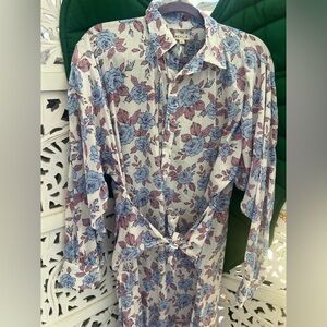 NWOT Acacia Swimwear Walvis maxi dress, tie waist in Camille. Blue/purple floral